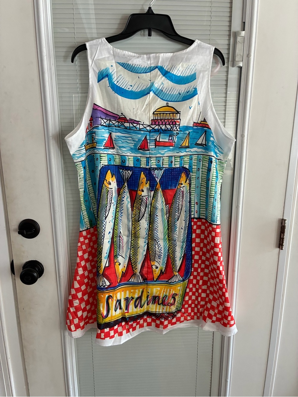 Women’s White Multicolor 'Sardines' Graphic Mini Dress - Picture 2 of 3